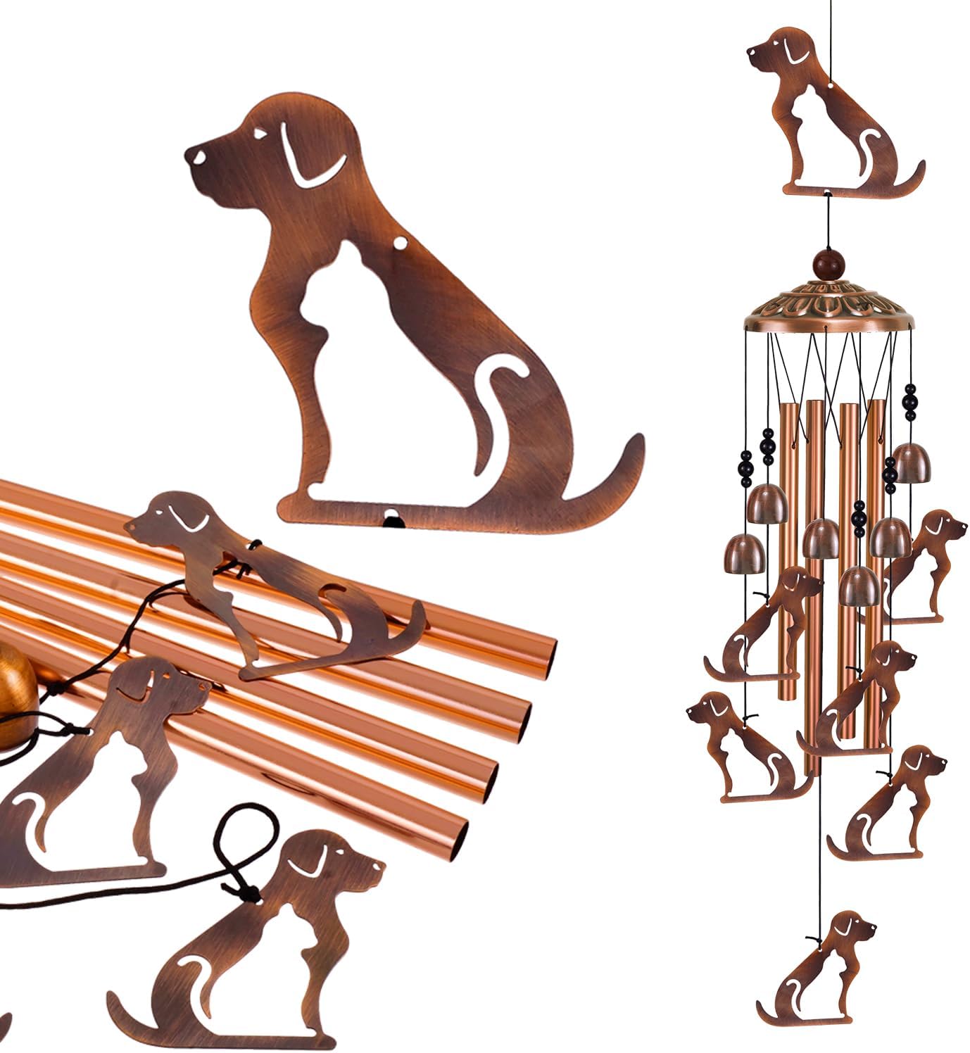 Outside Dogs Wind Chimes for Home, Patio, Porch, Lawn, Indoor, Garden Dog Decoration, Mobile Memorial Wind Chimes, Wind Bells Outdoor Decor, Music Wind Catcher, Festival Gifts for Mom/Grandma/Woman