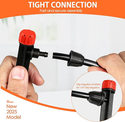 25 Pieces Drip Emitters Stream with Stake for 1/4" Irrigation Tubing: Adjustable 360 Degree Water Flow Irrigation Universal Sprayer Drip Pipe Sprinklers Fittings for Garden Watering System