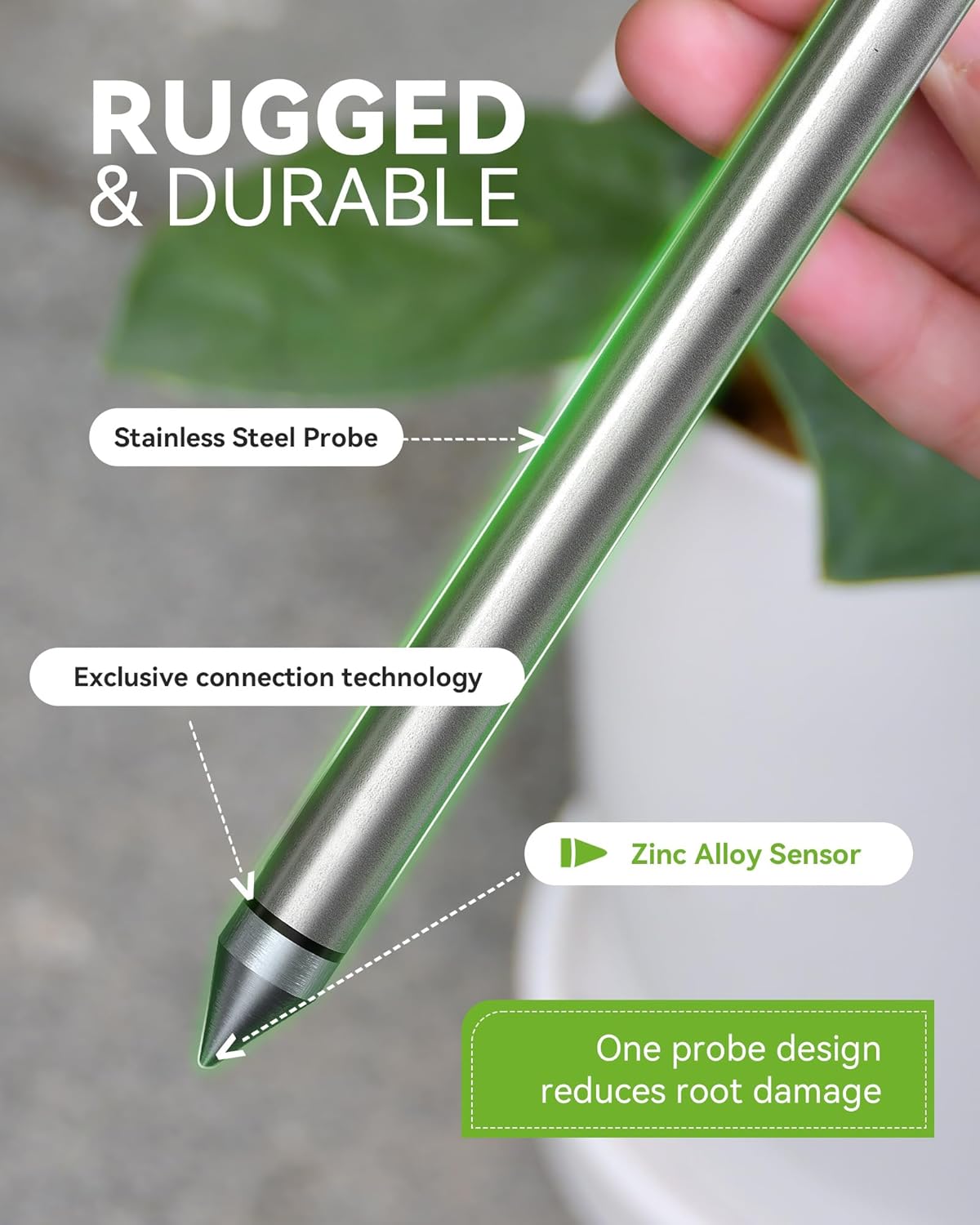 RAINPOINT Soil Moisture Meter for Plants - Accurate Plant Water Meter for Houseplants and Outdoor Plants,Gardening,Farming,No Batteries Needed(White