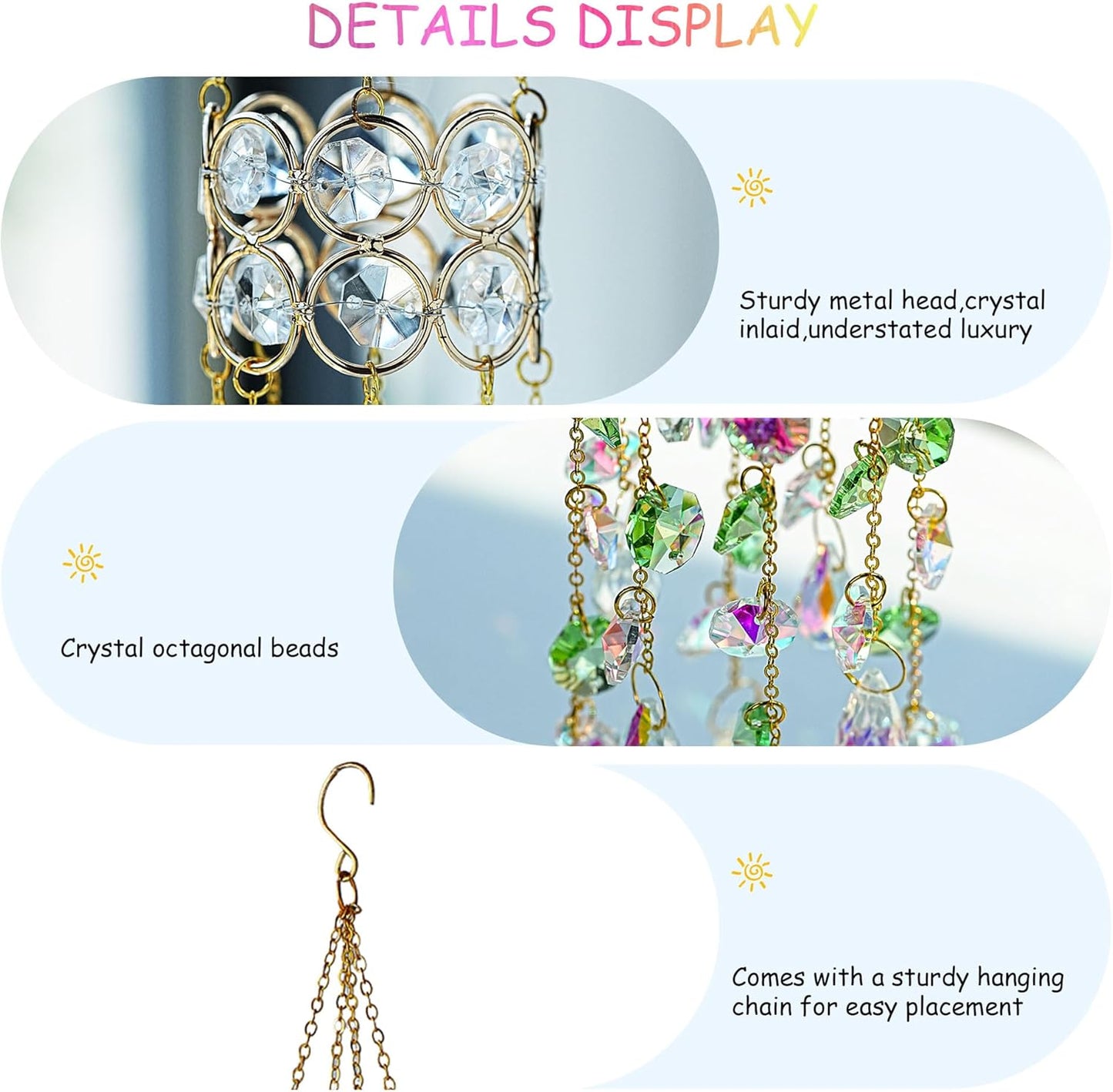 HDCRYSTALGIFTS 2 Pack Crystal Suncatchers for Window Hanging, Rainbow Maker Crystal Prism Sun Catcher Indoor Window Outdoor Home Garden Decor Retirement Gift