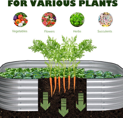 BPS 6-in-1 Metal Raised Garden Bed, 5.5x4 FT Galvanized Planter Raised Beds for Vegetables, Flowers 17'' Extra Tall