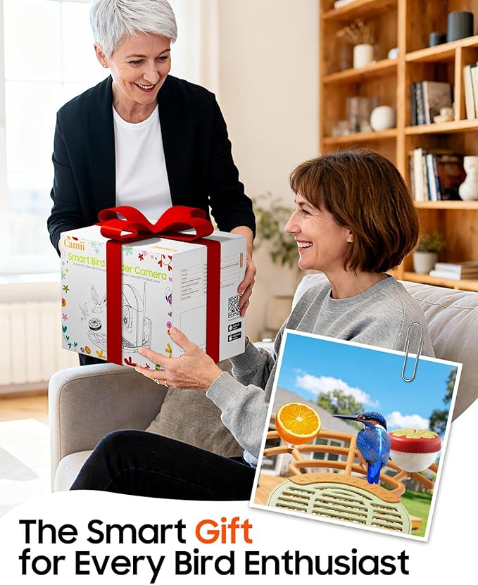 Camii Bird Feeder with Camera, Smart Birdfeeder with AI Identify Birds Species, 2K HD, Solar Powered, Night Vision, Real-Time Alert, IP66 Waterproof for Backyard Bird Watching Enthusiasts (Green)