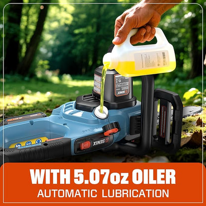 SENIX Chainsaw Cordless, 20V 10" Battery Chainsaw, Brushless Chain Saw, Includes 2.5Ah Battery & Charger, Garden Tool for Tree, Pruning, Branch Cutting, Yard, Fathers Day Gift, Tool-Free,CSX2-M