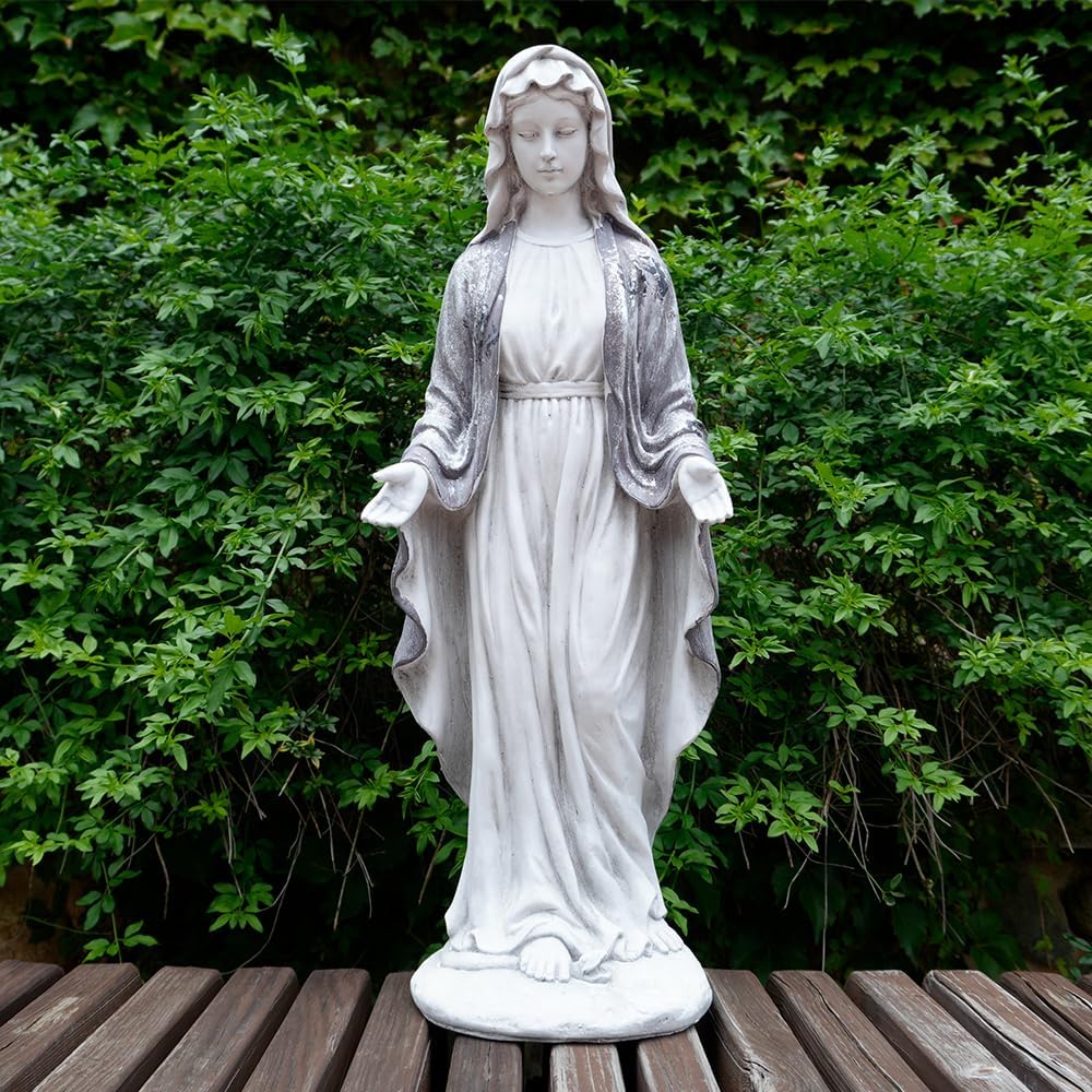 Outdoor Virgin Mary Statue, Garden Blessed Mother Religious Statue, Garden Sculptures for Patio Decorations Home Yard Hallway, Blue