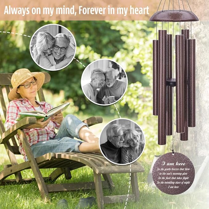 Personalized Sympathy Wind Chimes, Personalized Wind Chimes for Loss of Loved One, Commemorative Sympathy Gifts for Funerals, in Memory of Dad/Mom/Husband/Wife, Ship from US
