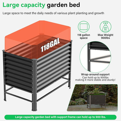 Galvanized Raised Garden Bed with Legs,48×24×37in Large Metal Elevated Raised Planter Box ,Raised Garden Bed,900lb Capacity with Drainage Holes for Vegetables Lawn Green Flowers, Fruits, Terrace