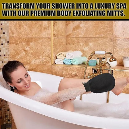 Premium Exfoliating Mitt | Deep Body Scrub Glove for Dead Skin Removal | Exfoliating Gloves for Deep Cleansing | Shower Mitt, Bath Glove | 100% Viscose, Reusable & Eco-friendly