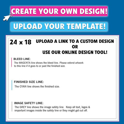 Vispronet 50 Pack 24in x 18in Custom Yard Signs with Stakes, Create Your Own Sign, Single or Double Sided Print, Bulk Personalized Lawn Signs, 4mm Corrugated Plastic Material, Weather-Resistant Board