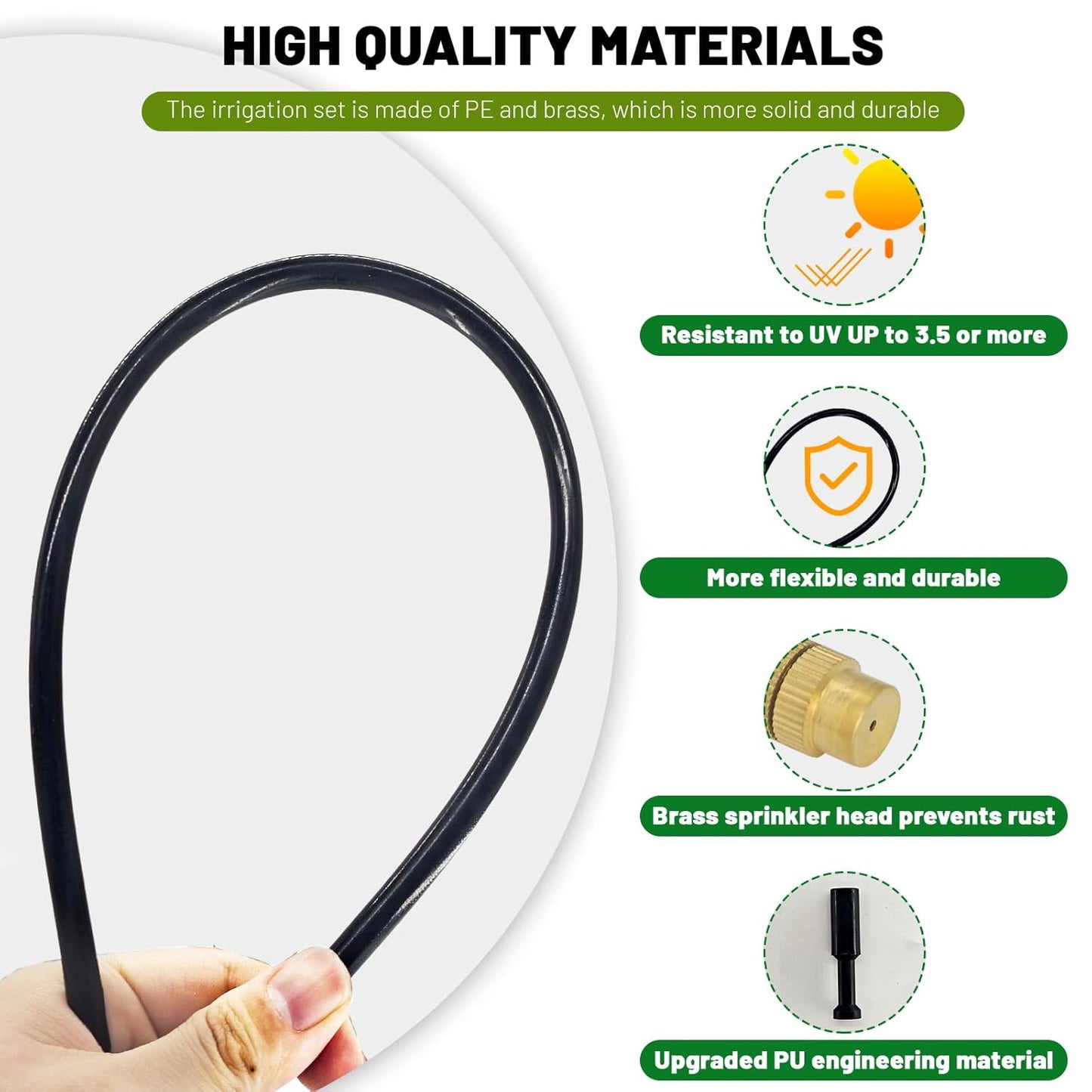 360° Adjustable Drip Irrigation System - 100FT Garden Watering System with 32 Nozzles, Garden Irrigation System, Greenhouse Accessories, Atomizing System for Yard, Lawn, Plants, 5/16 inch Hose