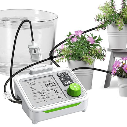 RAINPOINT Large Display Automatic Plant Waterer Indoor for Up to 20 Pot Plants,Cycle & Soak Watering Mode Vacation Self Watering Drip Irrigation System Device Kit for Balcony Office Patio Greenhouse