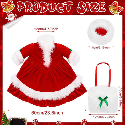 Suzile Christmas Mrs. Claus Goose Outfit Dresses Clothes for 23" High Cement or Plastic Porch Goose Costume for Yard Lawn Outdoor Garden Patio Statue Xmas Santa Holiday Decor