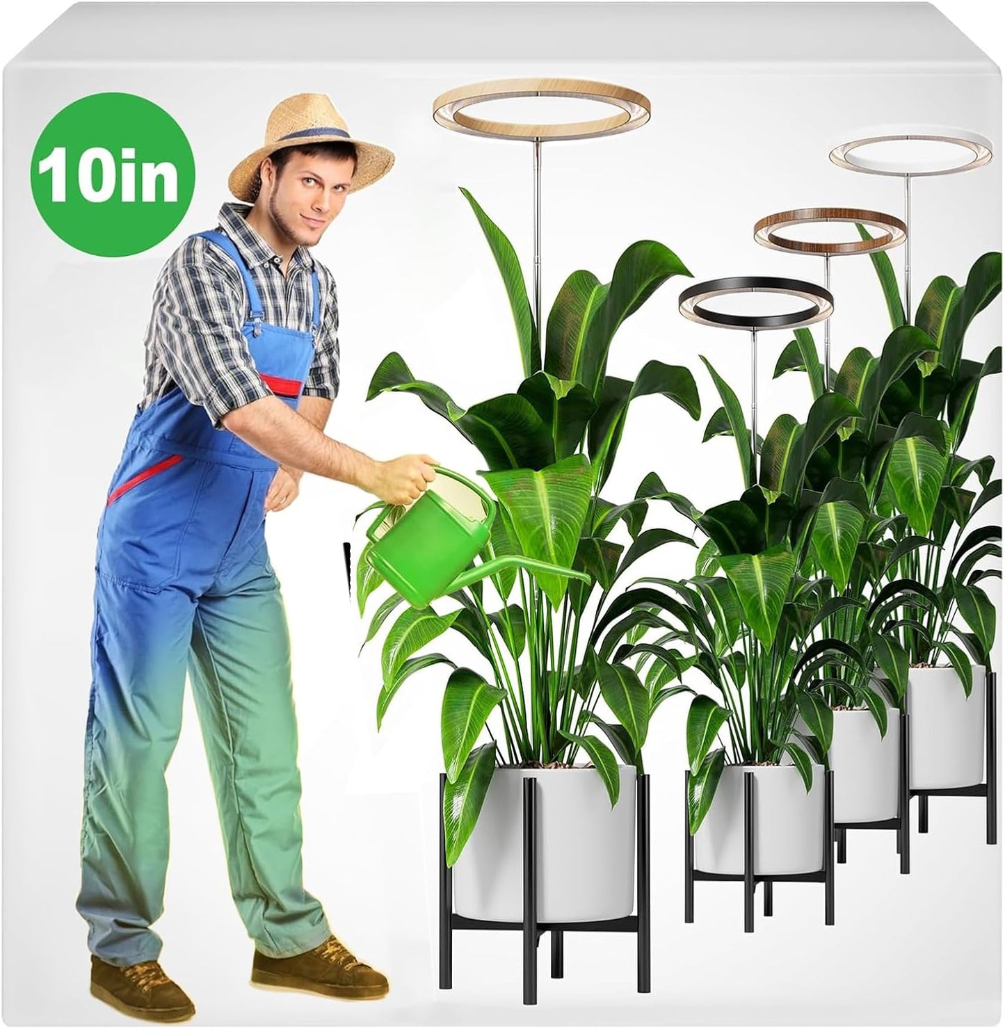 10" Grow Lights for Indoor Plants Full Spectrum,Indoor Plant Light for Indoor Growing with 160LEDs,Height Adjustable 11"-65" for Large Plant,Auto On/Off Timer 3/9/12H,9 Dimmable Brightness,Wood Grain