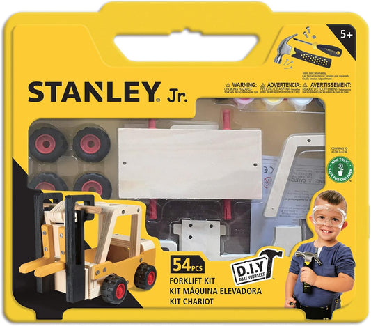 STANLEY Jr. Wooden Bird House Kit - Creative Arts and Crafts Set for Kids and Adults - Wooden Birdhouses with Paint Strips, Brushes, Stickers and String (Forklift)