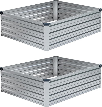 4x3x1ft(2 Pack) Galvanized Raised Garden Bed,Outdoor Planter Box Metal Patio Kit Planting Bed for Vegetables Flowers Herb,Silver