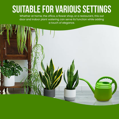 KP KOOL PRODUCTS 2 Liter Green Watering Can – Plastic Garden & Indoor Plant Waterer – Durable Easy Pour Spout – Lightweight Gardening Tool for Flowers, Herbs, Lawn & Outdoor Use – 1 Pack