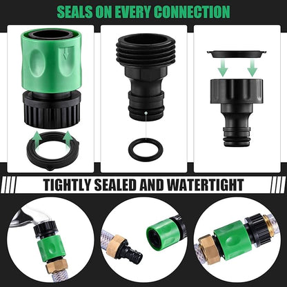 16 Pieces Garden Water Hose Quick Connectors, 3/4 Inch GHT Plastic Water Hose Fittings Male and Female, Quick Connect Hose Fittings for Garden Hose Quick Connector with 10 Pieces Rubber Washer