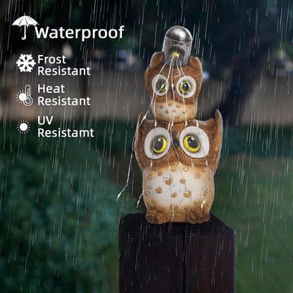 Solar Garden Statues Outdoor Decor, Watering Owl Statue Garden Decor, Resin Yard Decorations Outdoor for Patio, Porch, Balcony, Lawn Ornaments, House Warming Birthday Gifts for Mom Women Grandma