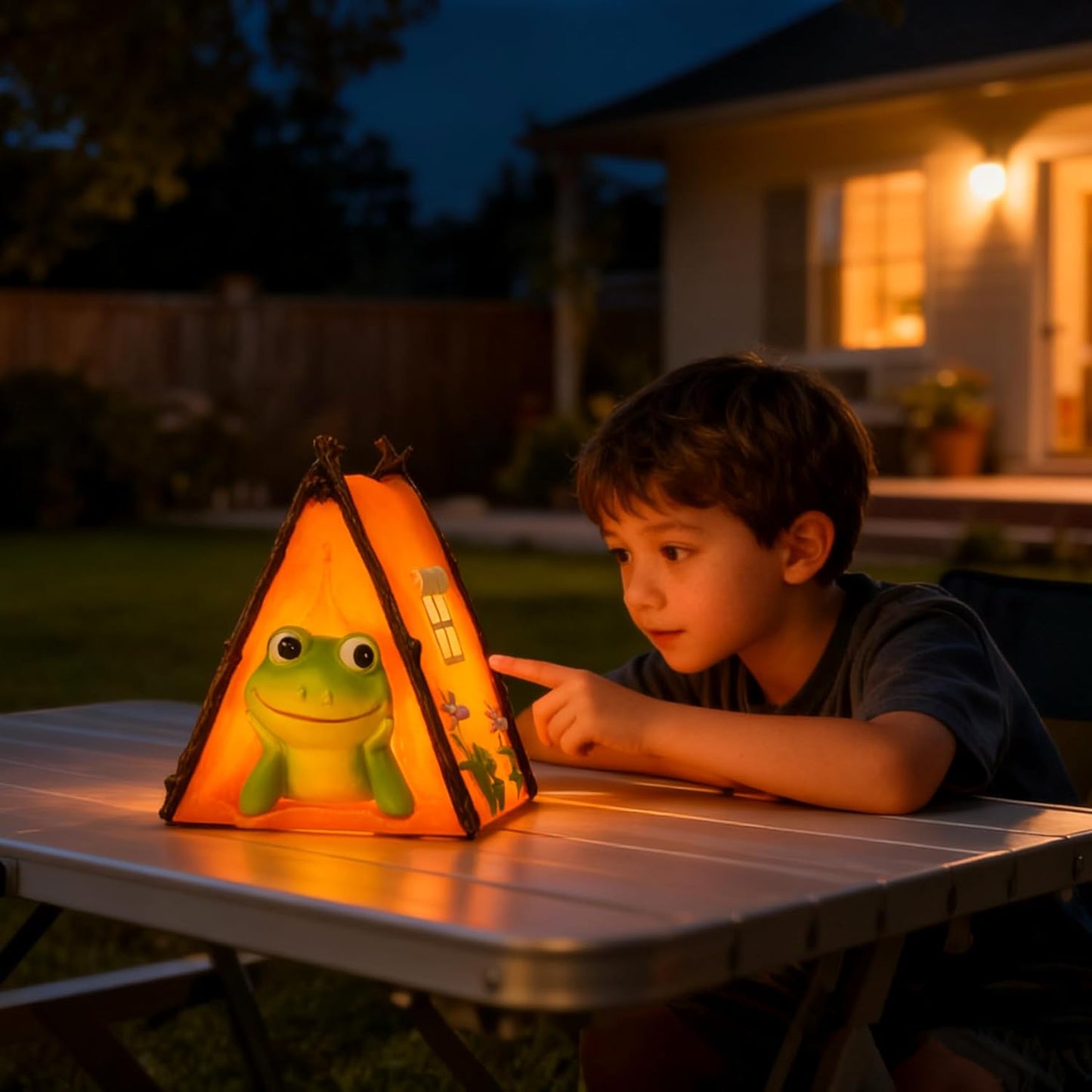 Solar Frog Garden Statues Outdoor Decor, Resin Outdoor Tent Statues with Solar Light, Yard Decorations Outdoor for Patio, Porch, Balcony, Lawn Ornaments, Housewarming Birthday Gifts for Mom Women