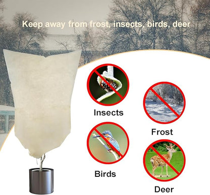 Plant Covers Freeze Protection – 35" × 50" Reusable Plant Protector Bag with Drawstring and Zipper for Plants Trees Shrub, Frost Jacket Warm Blanket for Freeze Frost Protection Season Extension