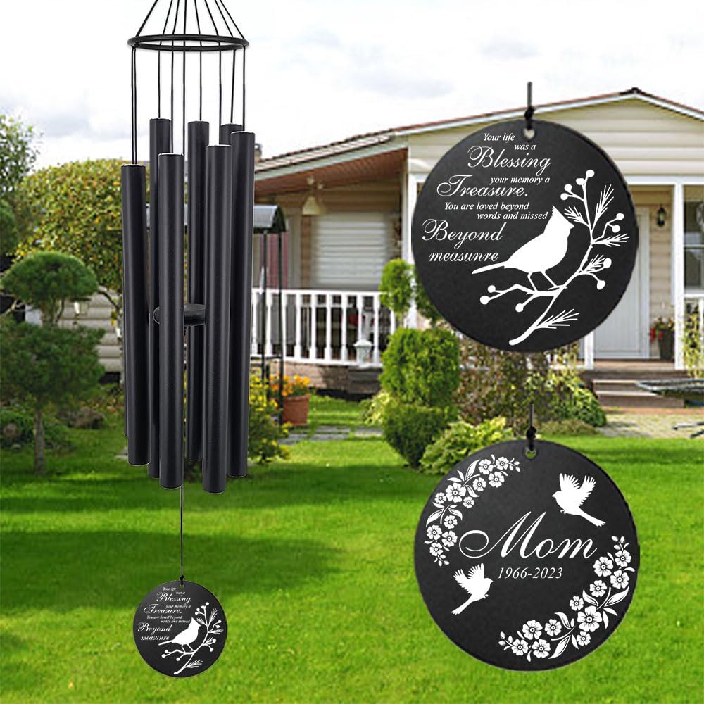 Personalized 36" Healing Memorial Wind Chimes for Outside, Bereavement Gift of Comfort for Loss of Mother, Father or Husband, A Soothing Remembrance for Your Garden and Patio