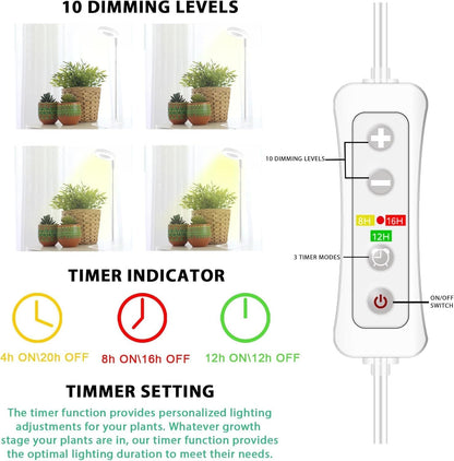 yadoker Halo Plant Grow Light,yadoker LED Growing Light Full Spectrum for Indoor Plants,Height Adjustable, Automatic Timer, 5V Low Safe Voltage,Idea for Small Plants(3 Pack)