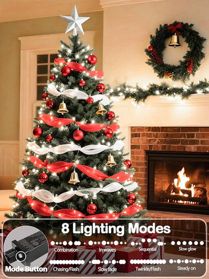 Upgraded 165FT 500 LED Christmas Outdoor Decoration Lights & Indoor, Memory Function & Timer & 8 Modes, Green Wire Waterproof String Lights for Christmas Tree Holiday Party Garden Decor (Cool White)