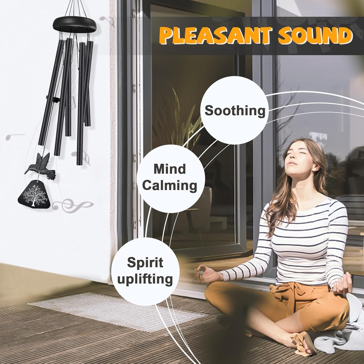 Sympathy Wind Chimes for Outside Deep Tone, Memorial Wind Chimes for Loss of Loved One Prime, Bereavement Condolence Remembrance Funeral Gifts for Grieving Friends Loss of Mother Father