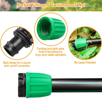 Drip Irrigation 1/2" End Cap Fittings：1/2 Inch Drip Line Lock Barbed End Plug Connectors for Drip Irrigation Tubing (1/2" ID x 0.640" OD) Anti-Drop Drip Irrigation Parts (12 Pieces)