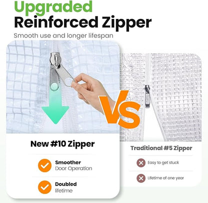 KING BIRD Premium 15x6.6x6.6FT Greenhouse for Outdoors, Large Walk-in Upgraded Galvanized Metal Frame, Mesh Door Screen Window Improved Zipper Tunnel Hoop for Garden Plant Winter, White