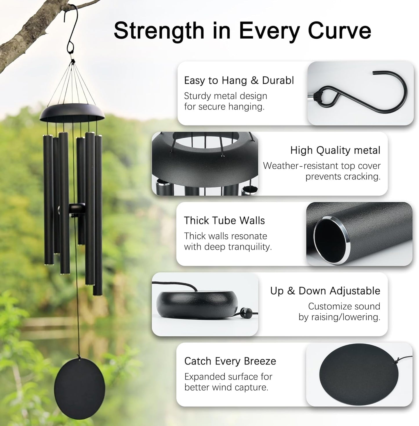 Memorial Wind Chimes for Outside Deep Tone 32" Windchimes Outdoors Decor Sympathy Wind Chimes for Loss of Loved One with Wind Catcher for Garden Patio Balcony and Home Best Gift