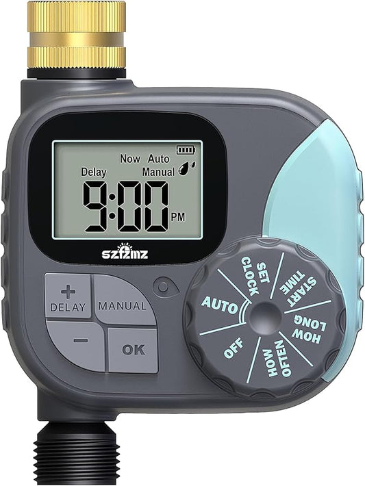 Sprinkler Timer for Garden Hose, Programmable Hose with Rain Delay/Manual/Automatic Irrigation System, Outdoor Irrigation Timer Controller for Lawn Yard, 1 Outlet