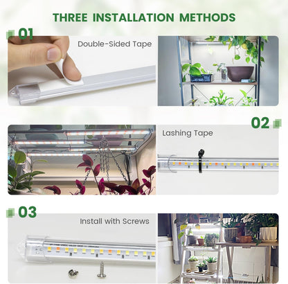 Under Cabinet Grow Light Strip, 36W 360LEDs Grow Lights for Indoor Plant Full Spectrum 660nm/3000K/6000K Grow Lamp with 6/12/16H Timer, 3 Spectrum Modes, 5 Brightness Levels (6 Bars/2 Pack)