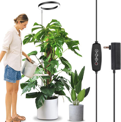 LORDEM 10" Full Spectrum Grow Light, 160 LEDs Plant Lamp for Indoor Plants, Grow Lamp with 4/8/12H Auto Timer, 10 Dimmable Levels, 3 Spectrum Modes, 65" Height Adjustable, Ideal for Large Tall Plants