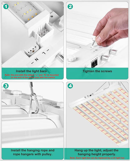 SZHLUX 620W LED Grow Light 4×6ft Daisy Chain Dimming Full Spectrum Grow Light for Indoor Plants, Sunlight Plant Light for Seedling Veg and Bloom Commercial Grow Light
