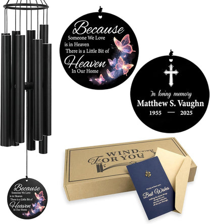 Personalized 36" Memorial Wind Chimes, Bereavement Gift to Honor a Loved One's Remembrance, Sympathy Gift for Loss of Mother Father Husband, for Outdoor Garden