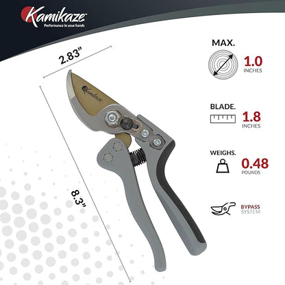 EZ Kut Kamikaze Force Bypass Pruning Shears Heavy Duty - Best Pruners for Gardening and Gifts for Women and Men - Gardening Hand Tools with a since 1988