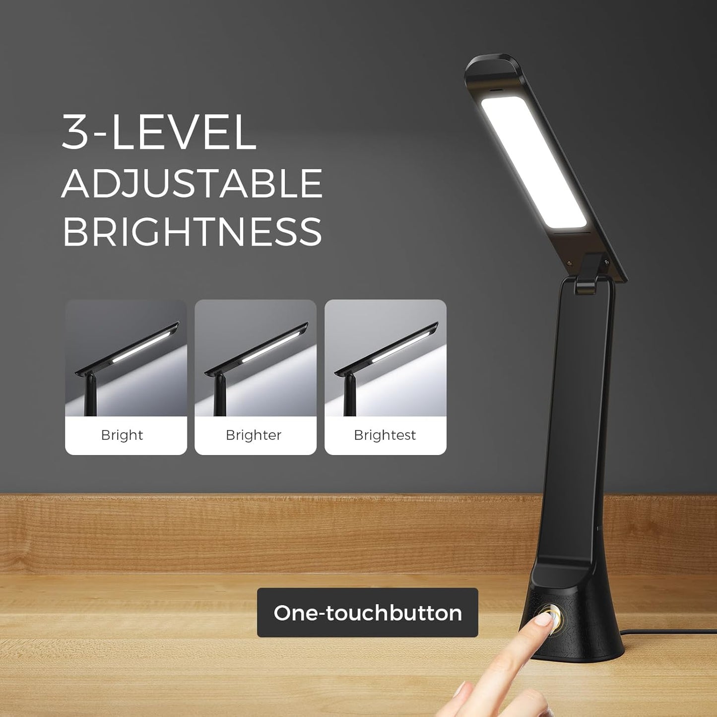 Light Therapy Lamp, 10000 LUX UV-Free LED Sunlight Light, Full Spectrum Mood Light Hayyp Lamp, Touch Control Desk Lamp with Night Light Function Work Office Home -Black