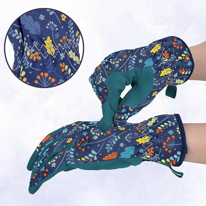 Womens Gardening Weeding Working Gloves, Leather Garden Glove for Women Thorn Proof No Stab for Digging, Planting,Pruning