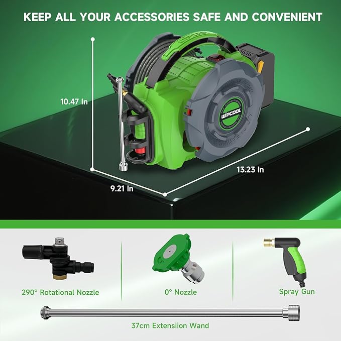 Portable HVAC Cordless Coil Cleaning Machine, 18V Lithium-Ion 80W Electric Pressure Washer Jet Cleaner, Flow Rate 4L/min 3-5/7-10 bar Dual Pressure