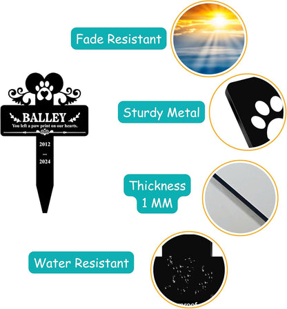 Custom Engraved Cat Grave Marker with Name and Dates | Durable Memorial Stone for Garden or Pet Cemetery | Beautiful Tribute for Cats | Weatherproof and Long-Lasting