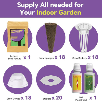 LYKOCLEAN Red Romaine Lettuce Seed Pods for AeroGarden, Ahopegarden, iDOO Hydroponics Growing System Indoor, 400+ Seeds(18-Pods)