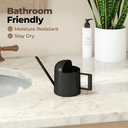 Bamworld Small Watering Can Indoor Outdoor Plant Black Metal Stainless Steel Long Spoutt Flowers Watering Cans for House Garden Plants 10OZ Watering Bottle Cute Decorative for Bonsai