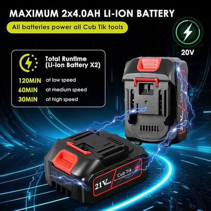 Leaf Blower Cordless with 2x4.0AH Batteries and Charger 650CFM 280MPH Electric Leaf Blower 2 Speed Mode Lightweight Battery Powered Leaf Blowers for Lawn Care Patio Garden Yard