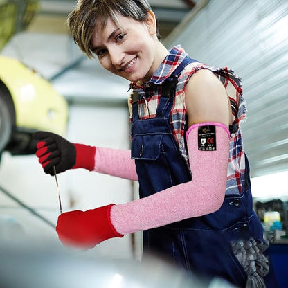 Evridwear Protective Arm Sleeves Cut Resistant Farmers Sleeves for Men Work, Gardening, Farming, Arm Protectors for Thin Skin and Bruising (Medium, Pink No Thumb Hole)