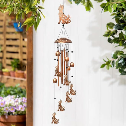 Cat Wind Chimes for Outside, Metal Windchimes Outdoors Birthday Gifts for Women Memorial Sympathy Wind Chimes for Patio Garden Yard