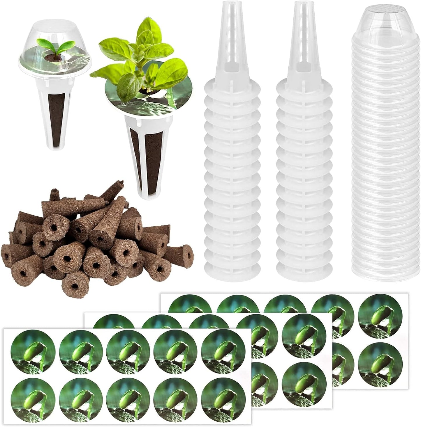 125pcs Hydroponic Seed Pods Kit, Grow Anything Kit Compatible with Hydroponics Supplies from All Brands, Hydroponic Indoor Garden Accessories with 50 Grow Sponges, 50 Pod Labels for Growing System