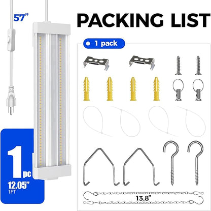 Barrina TX18 1FT Grow Light, 18W(90W Equivalent), High PPFD, 5000K Daylight Full Spectrum LED Grow Light Strip, Plant Light for Greenhouse Indoor Growing, Seedling with On/Off Switch, Linkable, 1 Pack