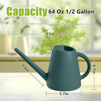 ZXJ Plant Watering Cans for Indoor and Outdoor Home Garden Plants - with Long Spout - Blackis Green - 1/2 Gallon