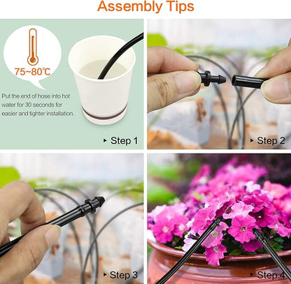 1/4" Drip Irrigation End Plug Fittings, 60 Pieces Drip Barbed End Cap Connectors for 1/4 Inch Irrigation Tubing, Drip Line Goof Plugs for Garden Lawn Systems