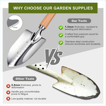 Kynup Gardening Tools, Garden Tools Set-9 Piece, Gardening Tool Kit with Cultivators, Ideal Garden Hand Tool Gifts for Women, Thickened Stainless Steel, Rust-Proof, Gardening Supplies, Garden Stuff